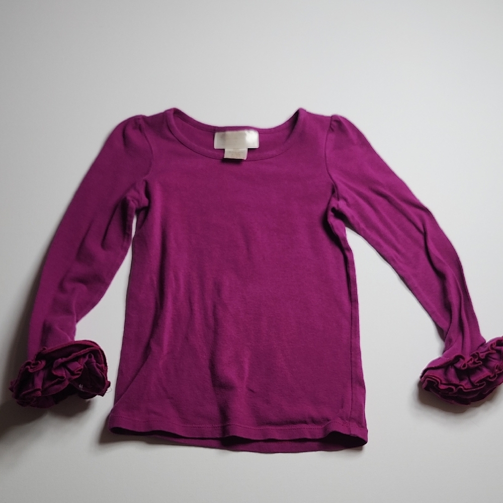 Sweet Honey Kids Long Sleeve with layered Ruffle Cuffs Magenta Top